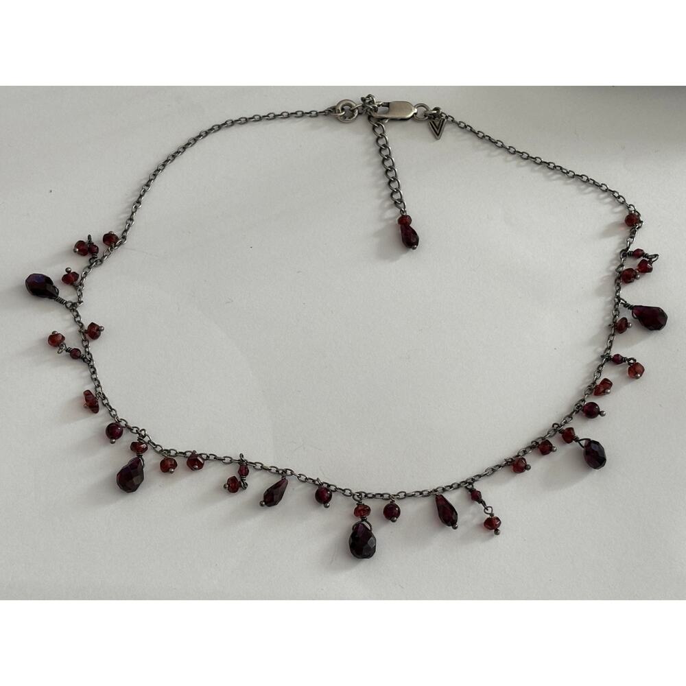 Silpada 925 Sterling Silver Teardrop Faceted Garnet Necklace N1612 Cute Dainty